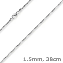 1,5mm Zopfkette Kette Collier aus 750 Gold Weißgold, Goldkette, 38cm