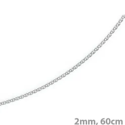 2mm Zopfkette Kette Collier aus 585 Gold Weißgold, Goldkette, 60cm