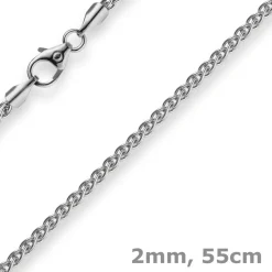 2mm Zopfkette Kette Collier aus 585 Gold Weißgold, Goldkette, 55cm