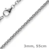 3mm Zopfkette Kette Collier aus 750 Gold Weißgold Goldkette 55cm Unisex