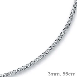3mm Zopfkette Kette Collier aus 750 Gold Weißgold Goldkette 55cm Unisex