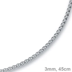 3mm Zopfkette Kette Collier aus 750 Gold Weißgold Goldkette 45cm Unisex