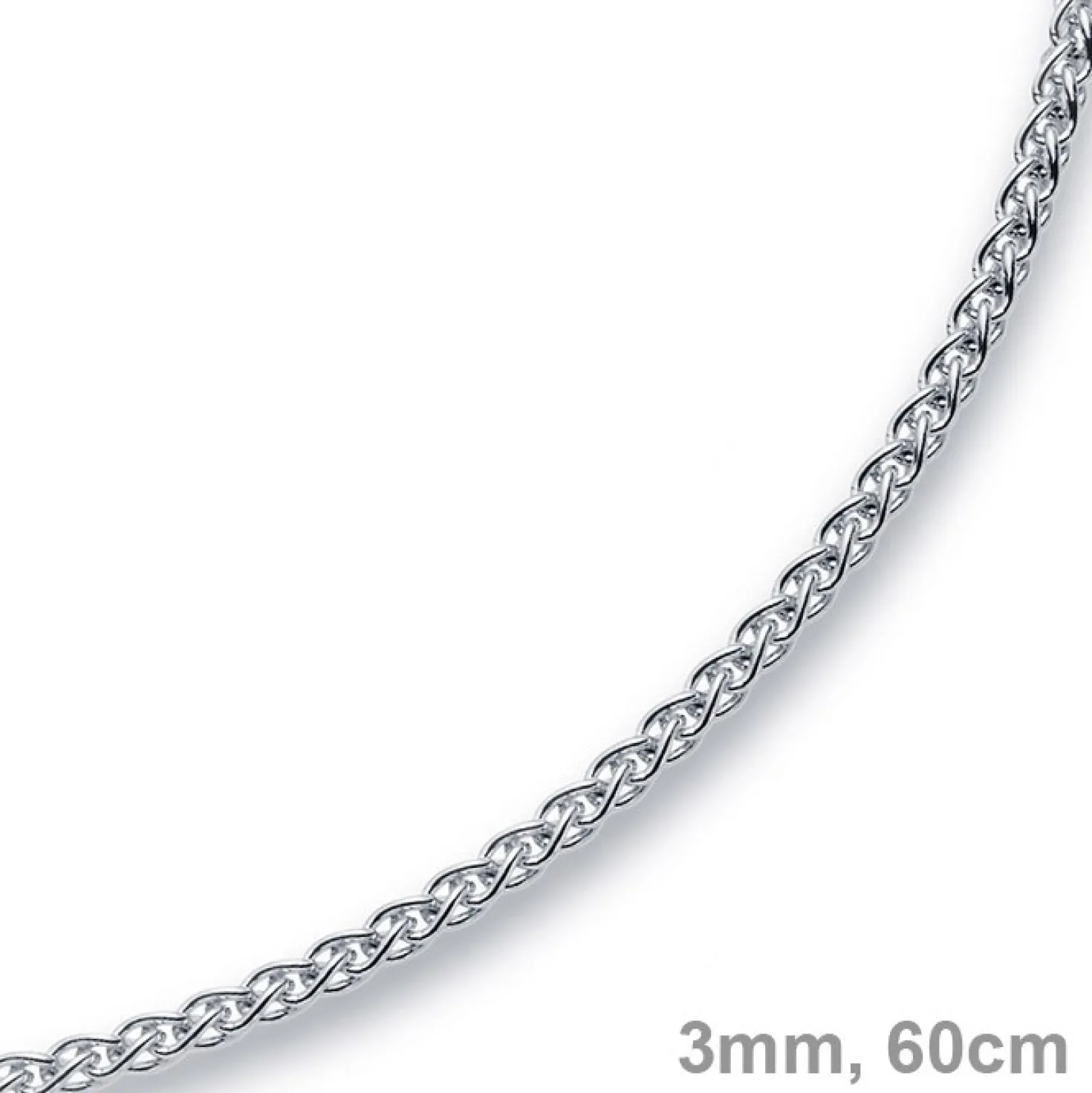 3mm Zopfkette Kette Collier aus 750 Gold Weißgold Goldkette 60cm Unisex