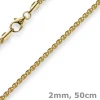 2mm Zopfkette Kette Collier, 750 Gold Gelbgold, Goldkette 50cm, Unisex