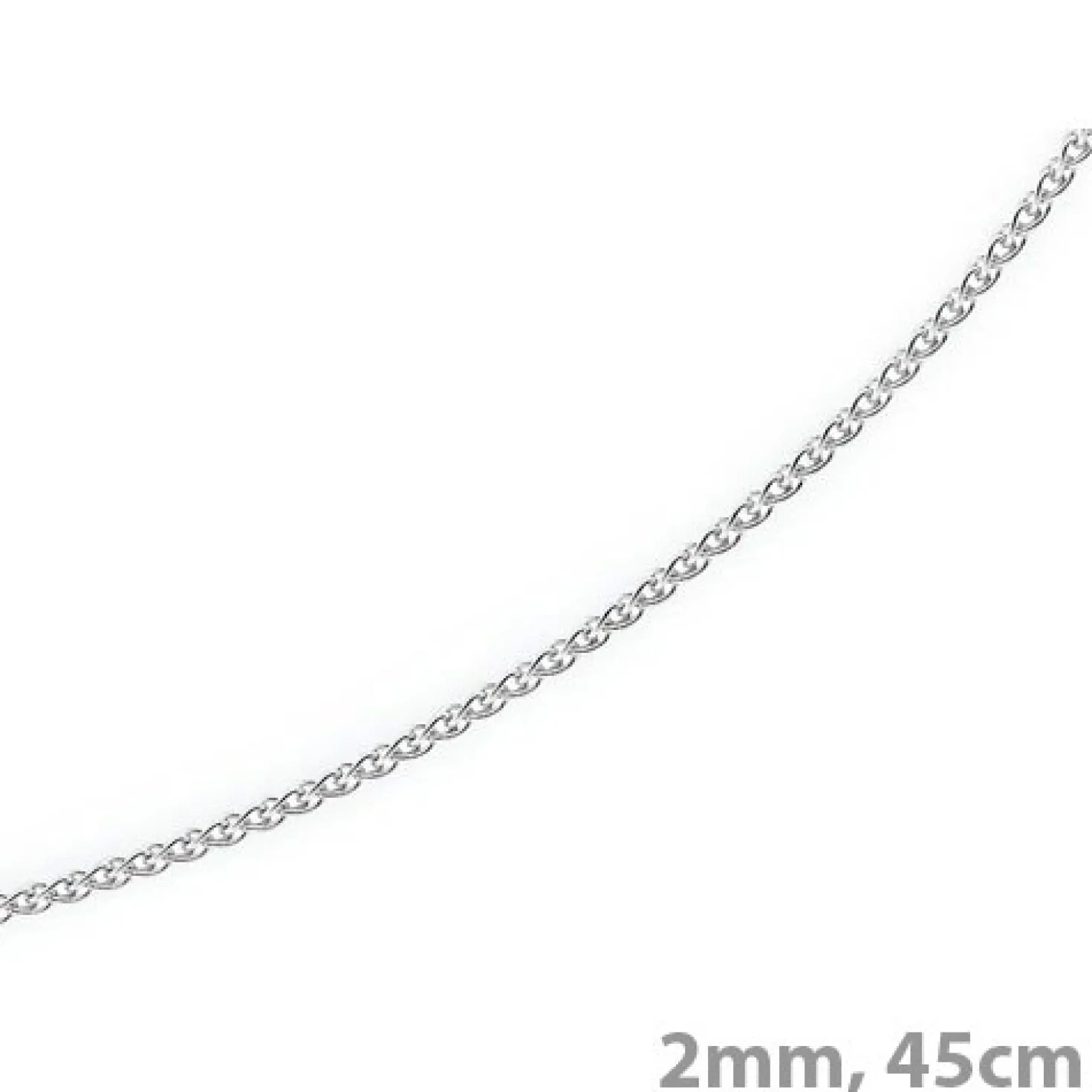 2mm Zopfkette Kette Collier, 750 Gold Weißgold, Goldkette 45cm