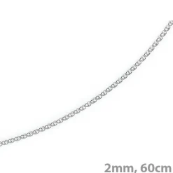 2mm Zopfkette Kette Collier, 750 Gold Weißgold, Goldkette 60cm, Unisex
