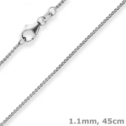 1,1mm Zopfkette Platinkette Collier Halskette aus 950 Platin 45cm