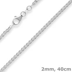 2mm Zopfkette Silberkette Collier Halskette aus 925 Silber 40cm