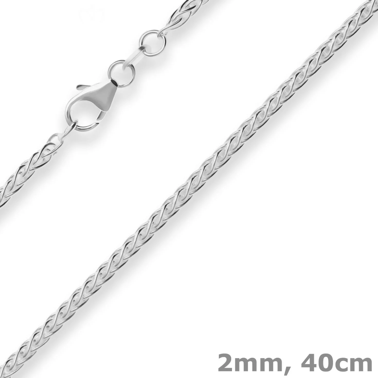 2mm Zopfkette Silberkette Collier Halskette aus 925 Silber 40cm