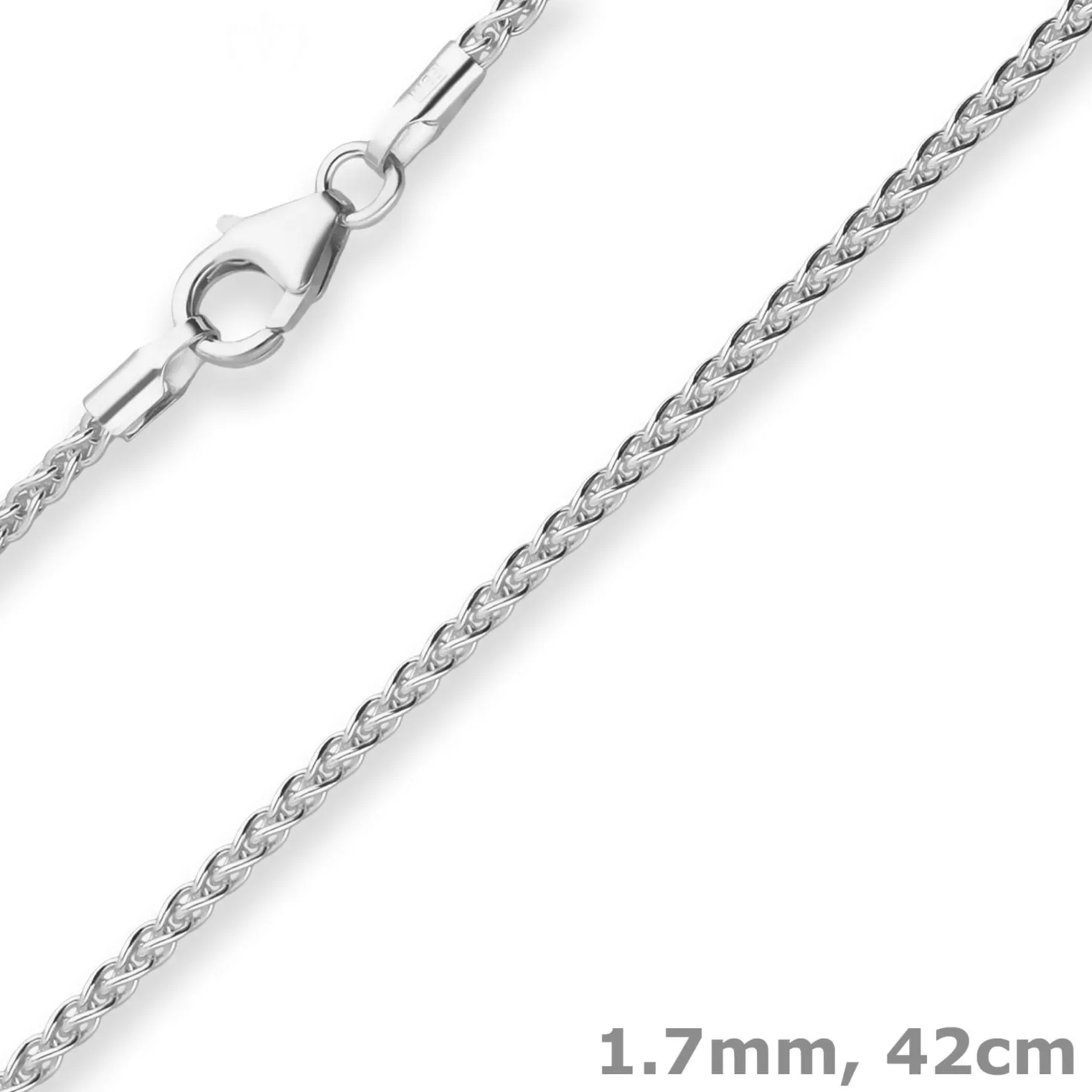 1,7mm Zopfkette Silberkette Collier Halskette aus 925 Silber 42cm