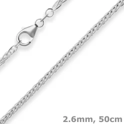 2,6mm Zopfkette Silberkette Collier Halskette aus 925 Silber 50cm