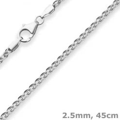 2,5mm Zopfkette Silberkette Collier Halskette aus 925 Silber 45cm