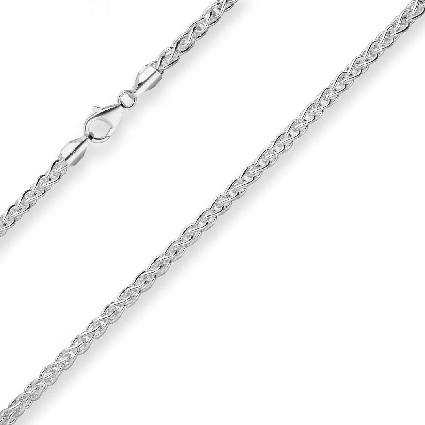 4,2mm Zopfkette Silberkette Collier Halskette aus 925 Silber 45cm