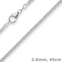 2,6mm Zopfkette Silberkette Collier Halskette aus 925 Silber 45cm