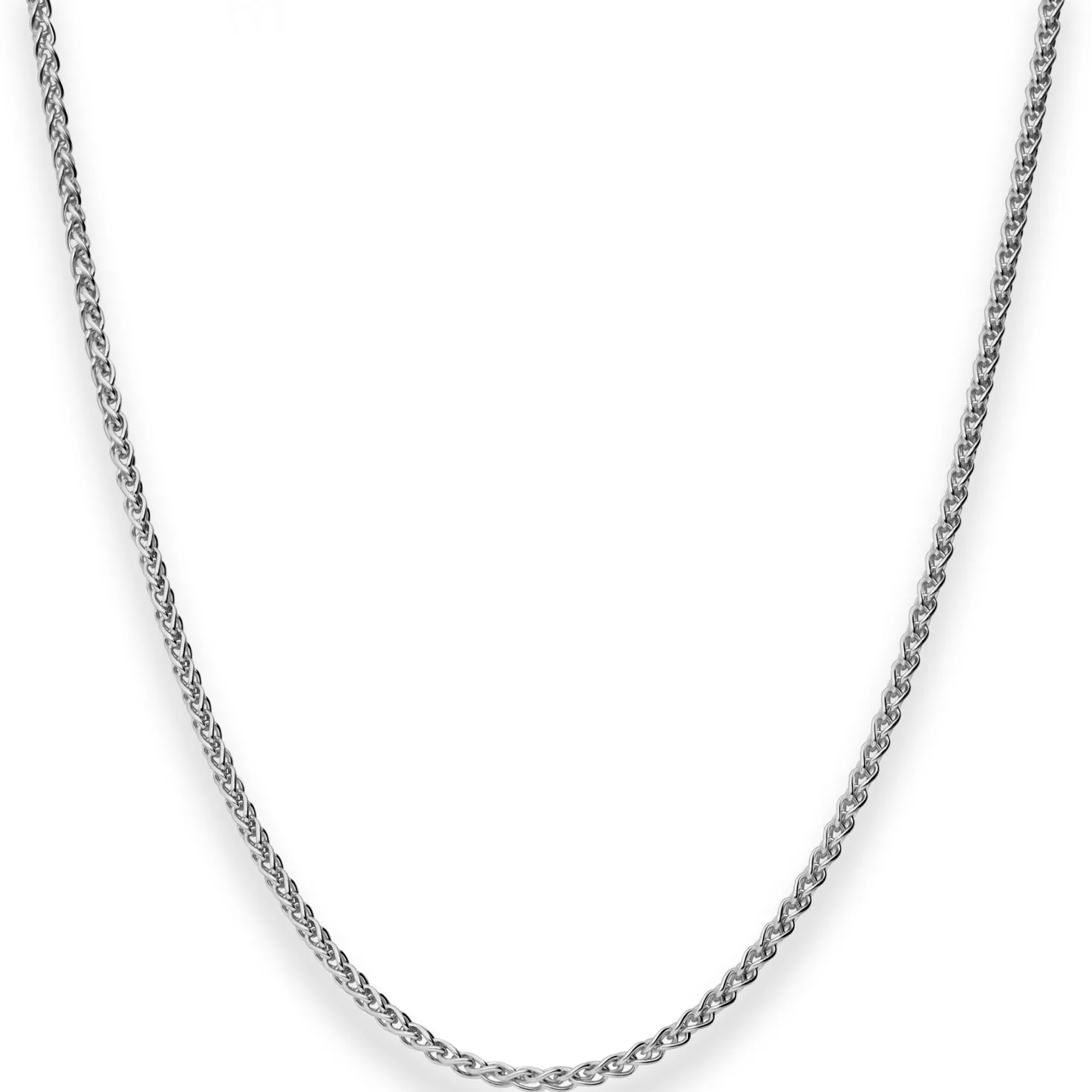 2,1mm Zopfkette Silberkette Collier Halskette aus 925 Silber rhodiniert 42cm