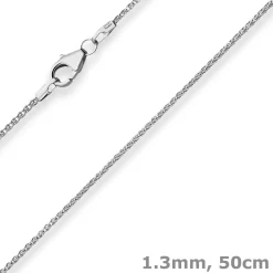 1,3mm Zopfkette Silberkette Collier Halskette aus 925 Silber rhodiniert 50cm