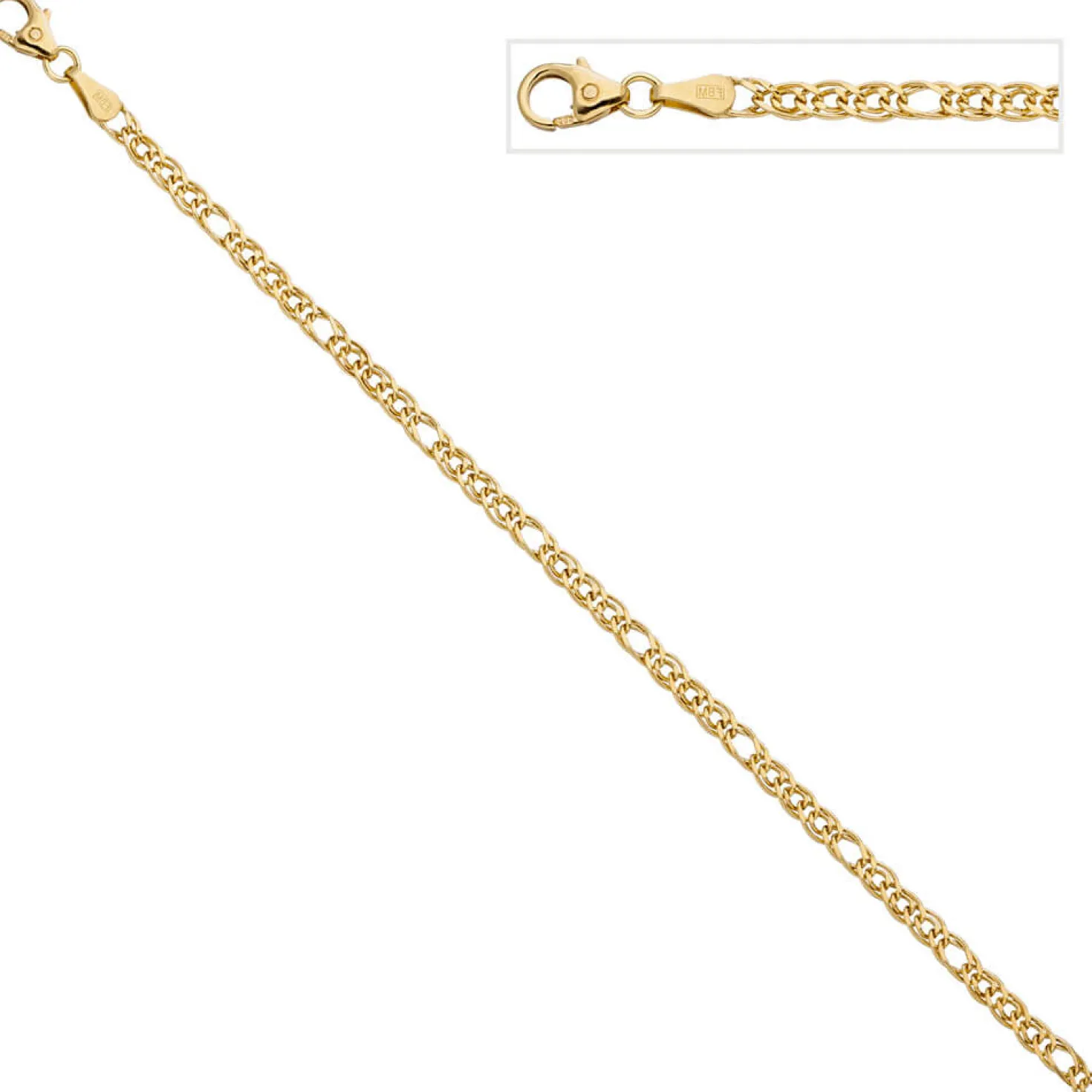 3mm Zwillings-Panzerarmband Armband Armschmuck aus 585 Gold Gelbgold 19cm
