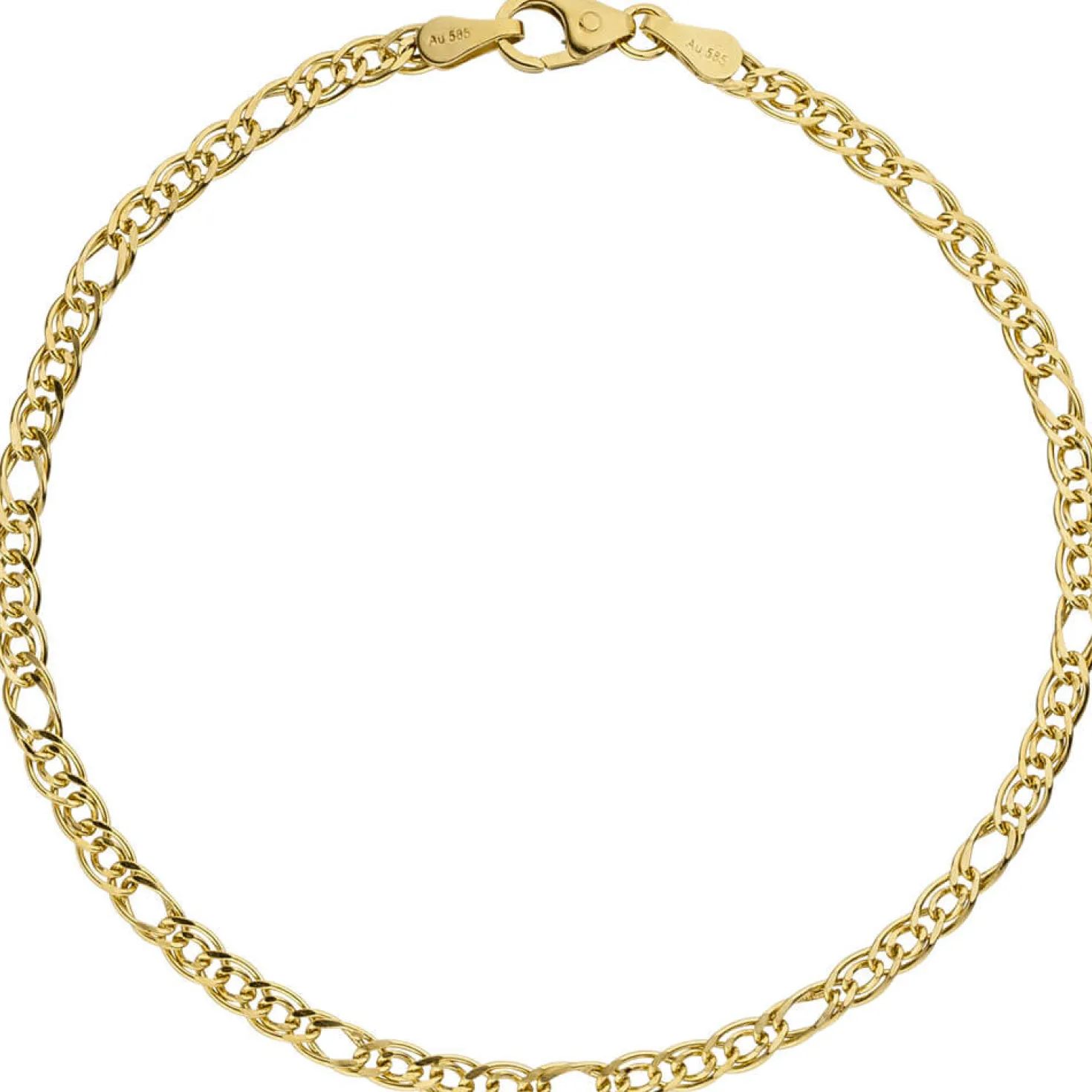 3mm Zwillings-Panzerarmband Armband Armschmuck aus 585 Gold Gelbgold 19cm