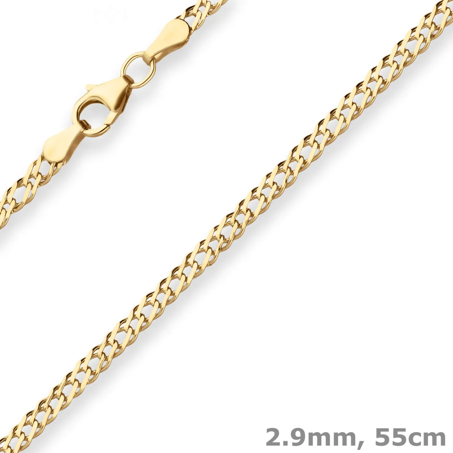 2,9mm Zwillingspanzerkette Collier Halskette aus 375 Gold Gelbgold 55cm