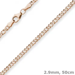 2,9mm Zwillingspanzerkette Collier Halskette aus 585 Gold Rotgold 50cm