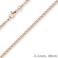 2,1mm Zwillingspanzerkette Collier Halskette aus 585 Gold Rotgold 38cm