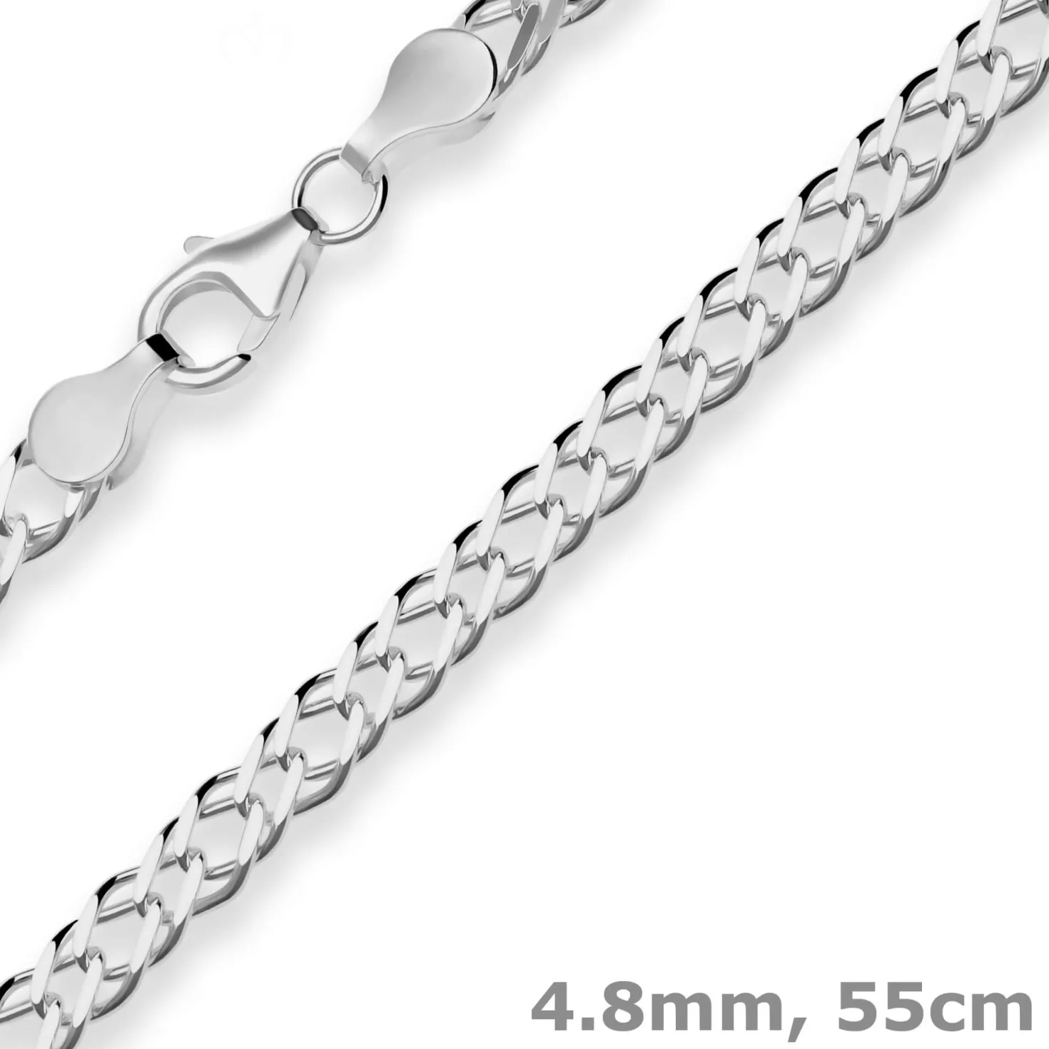 4,8mm Zwillingspanzerkette Collier Halskette aus 925 Silber rhodiniert 55cm