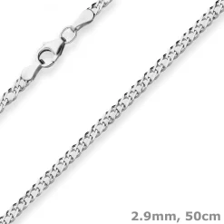 2,9mm Zwillingspanzerkette Collier Halskette aus 925 Silber rhodiniert 50cm
