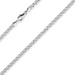 3,9mm Zwillingspanzerkette Collier Halskette aus 925 Silber rhodiniert 45cm