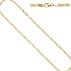 3mm Zwillings-Panzerkette Kette Collier Halskette aus 585 Gold Gelbgold 45cm