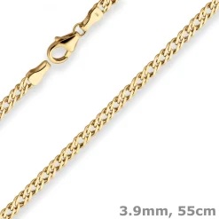 3,9mm Zwillingspanzerkette Kette Collier Halskette aus 585 Gold Gelbgold 55cm