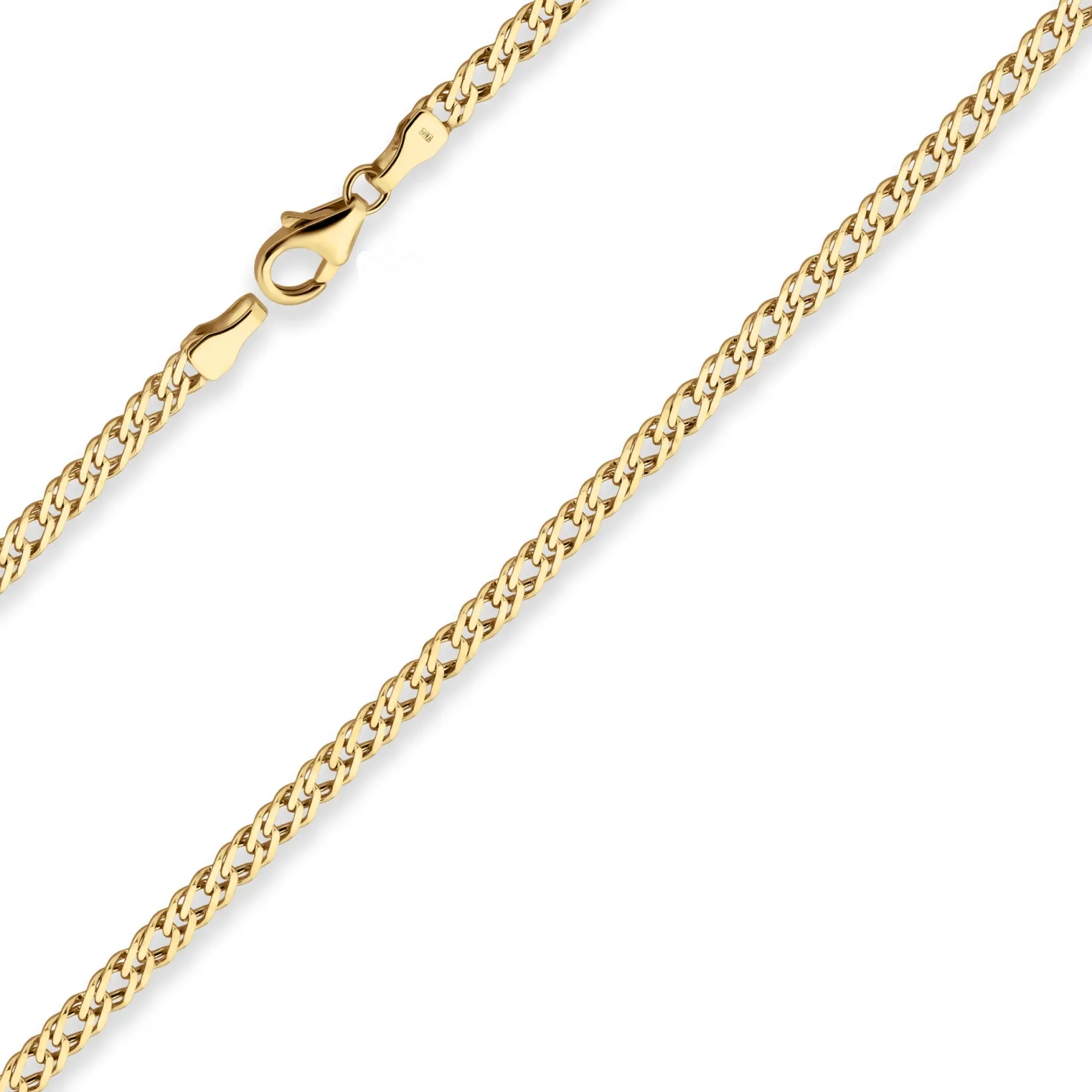 3,9mm Zwillingspanzerkette Kette Collier Halskette aus 585 Gold Gelbgold 55cm