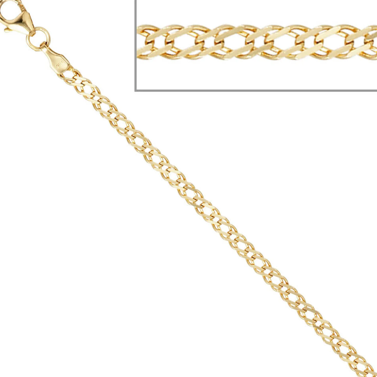 2,7mm Zwillingspanzerkette Kette Halskette aus 333 Gold Gelbgold 45cm