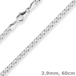 3,9mm Zwillingspanzerkette Silberkette Collier Halskette aus 925 Silber 60cm