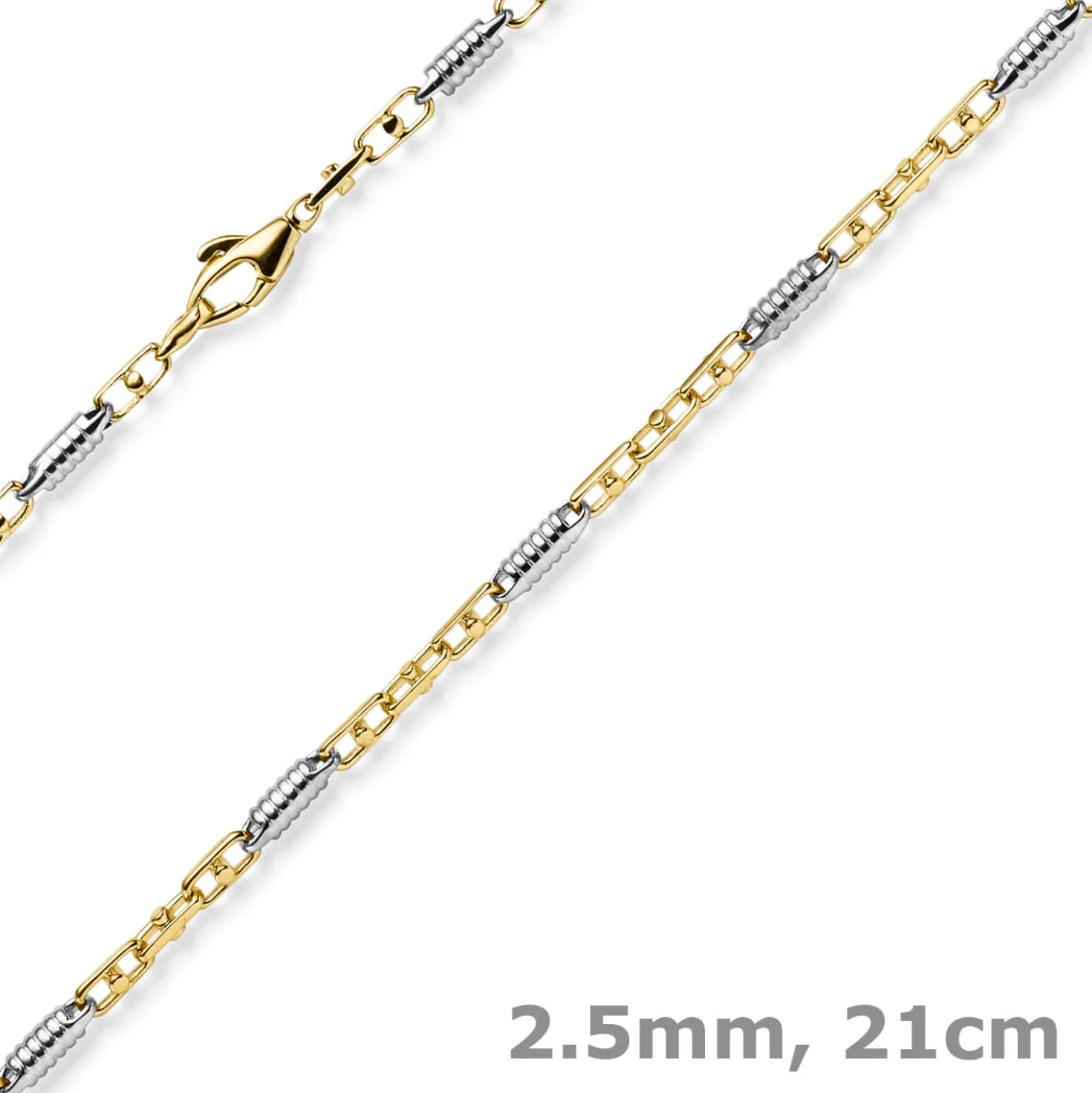 Monte Carlo Armband aus 585 Gold Gelbgold Weißgold massiv bicolor 21cm Herren