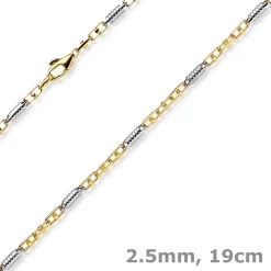 Monte Carlo Armband aus 585 Gold Gelbgold Weißgold massiv bicolor 19cm Herren