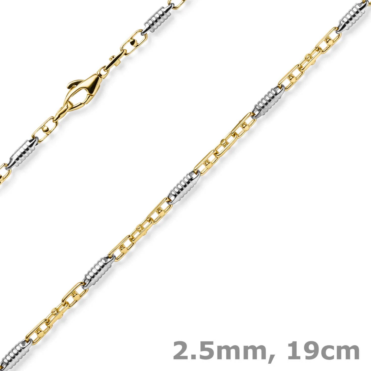 Monte Carlo Armband aus 585 Gold Gelbgold Weißgold massiv bicolor 19cm Herren