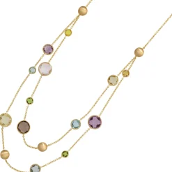 Multicolor Collier Rauchquarz Amethyst Citrin Peridot Quarz 585 Gold 45cm