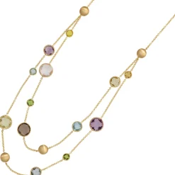 Multicolor Collier Rauchquarz Amethyst Citrin Peridot Quarz 585 Gold 45cm