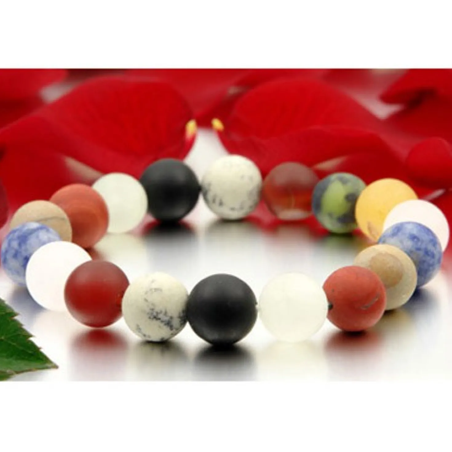 Multicolor Edelstein-Armband aus Achat Onyx Jade Jaspis Karneol Calcit Sodalith