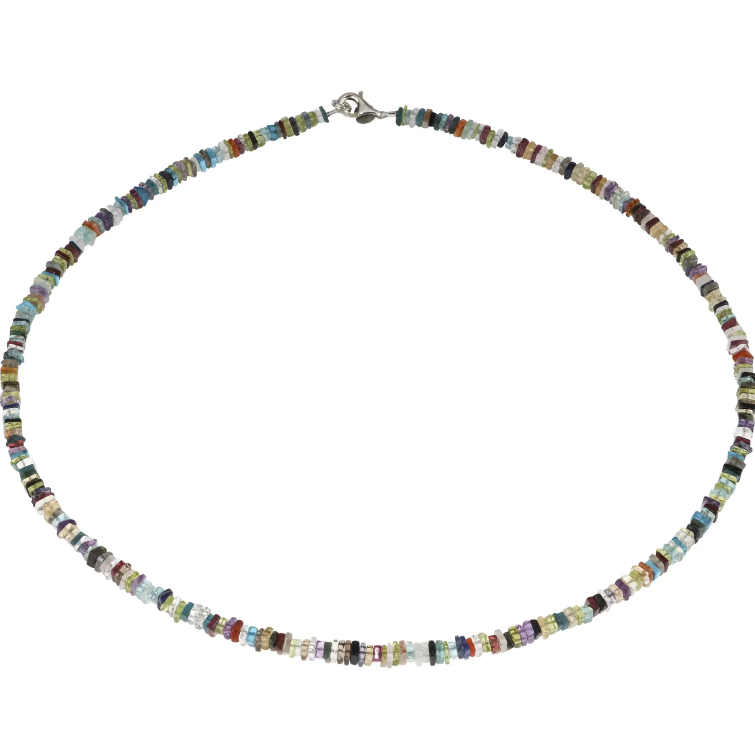 Multicolor Edelstein-Kette Collier aus Achat & 925 Silber, mehrfarbig bunt, 48cm