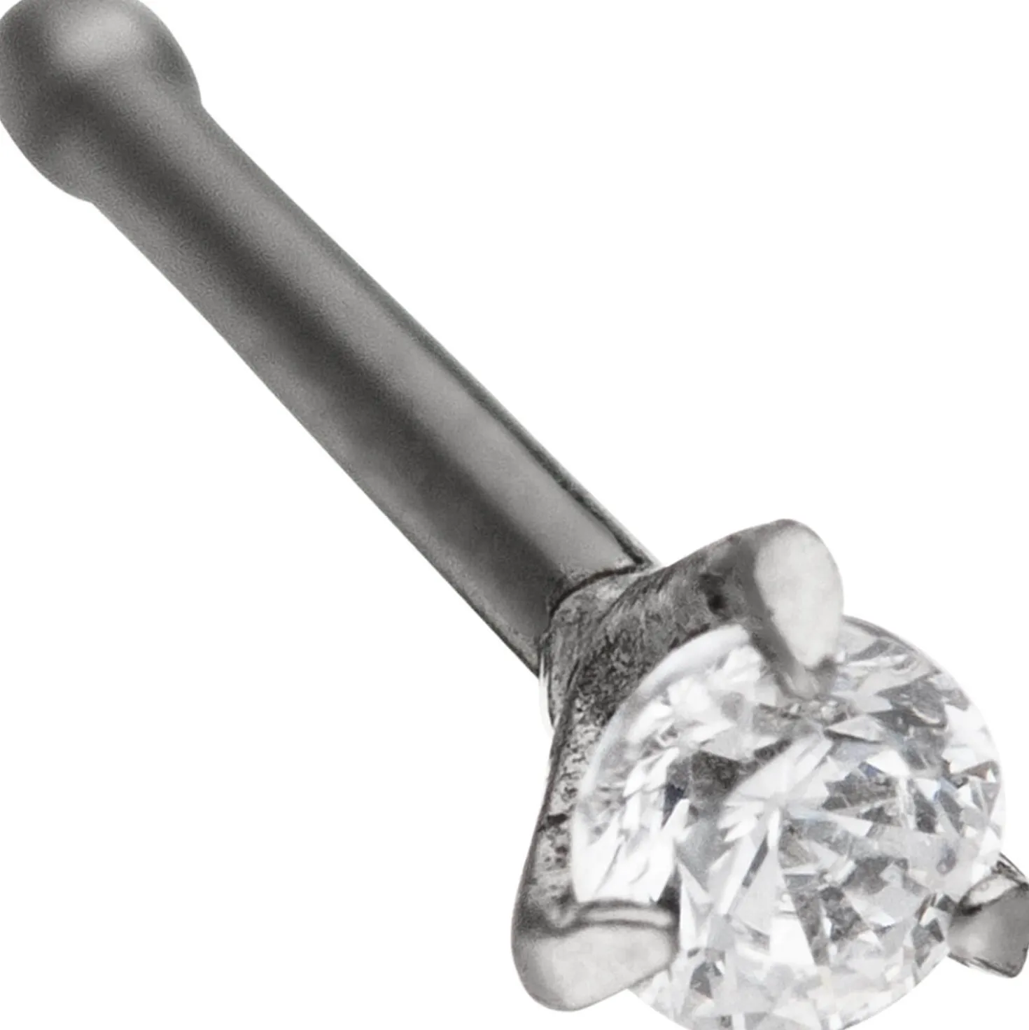 Nasenpiercing mit weißen Zirkonia, schwarze Edelstahl, Nasenstecker Nasenschmuck