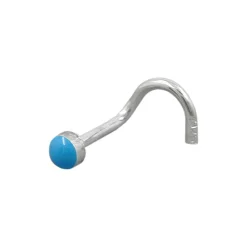 Nasenstecker Nasenpiercing Emaille Email blau, 925 Echt Silber, Damen