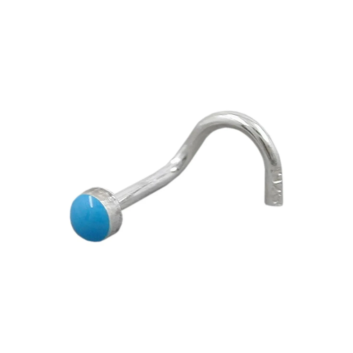 Nasenstecker Nasenpiercing Emaille Email blau, 925 Echt Silber, Damen
