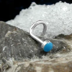 Nasenstecker Nasenpiercing Emaille Email blau, 925 Echt Silber, Damen