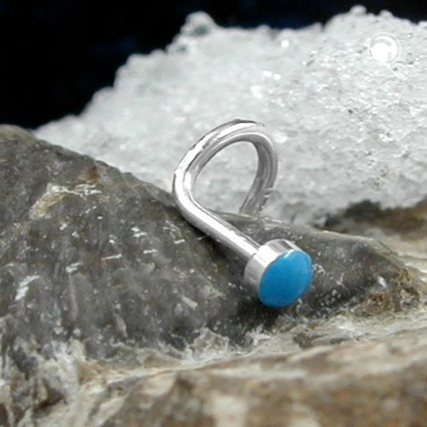Nasenstecker Nasenpiercing Emaille Email blau, 925 Echt Silber, Damen
