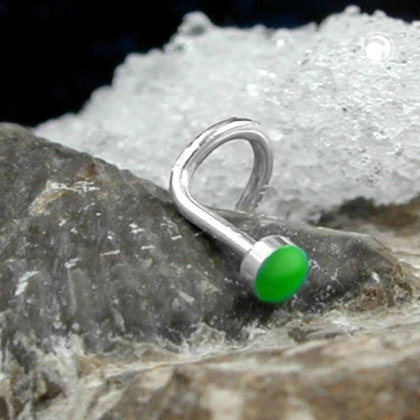 Nasenstecker Nasenpiercing Emaille Email grün, 925 Echt Silber, Damen