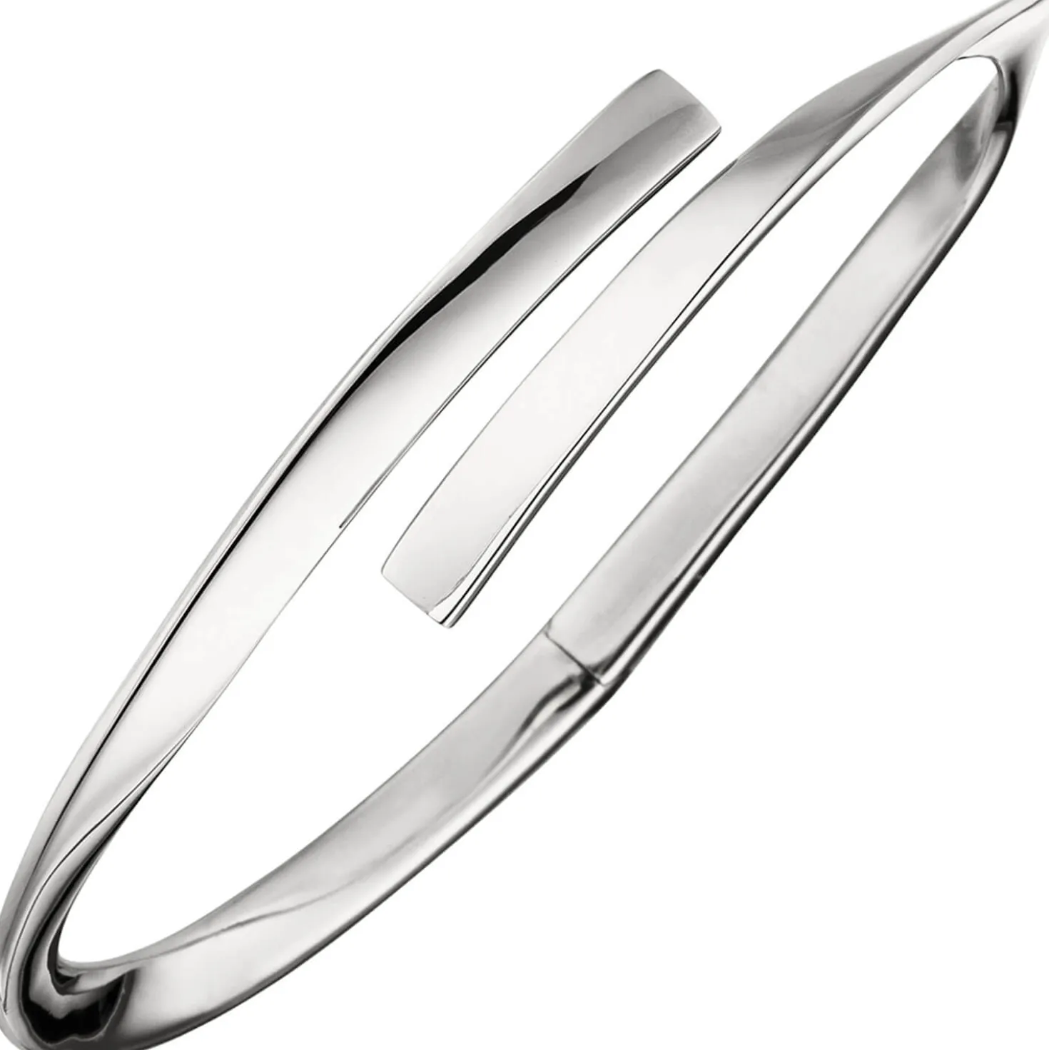 Offener Armreif mit Scharnier Armband, oval, 925 Silber rhodiniert Armschmuck