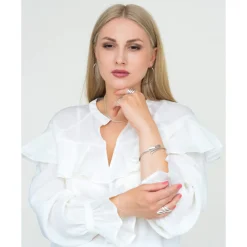 Offener Armreif mit Scharnier Armband, oval, 925 Silber rhodiniert Armschmuck