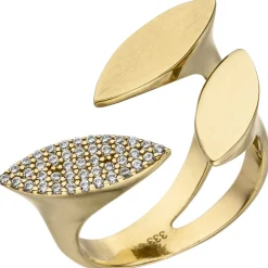 Offener Ring Damenring mit 40 Zirkonia weiß 333 Gold Gelbgold glänzend B: 21,7mm