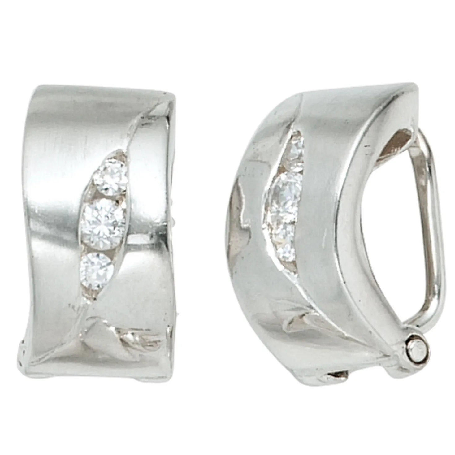 Ohrclips Clips Ohrschmuck aus 925 Silber rhodiniert mit 6 Zirkonia